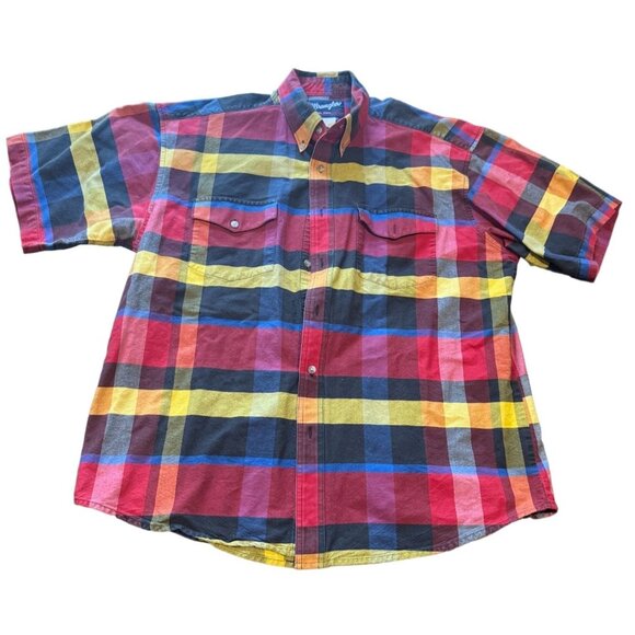 Wrangler Shirt Men's XL Multicolor Plaid Short Sleeve Western‎ Button Down | V1 - Picture 1 of 5